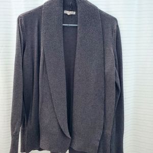 derssbarn: LG dk grey cardigan with ribbed opening front